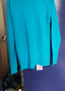 V-Neck Long Sleeve Teal Sweater