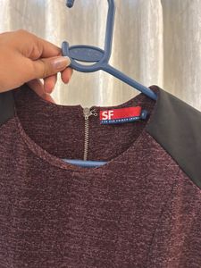 Burgundy Knee Length Dress