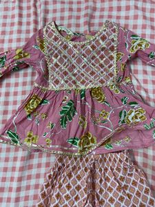 Pink Floral Kurta and Palazzo Set