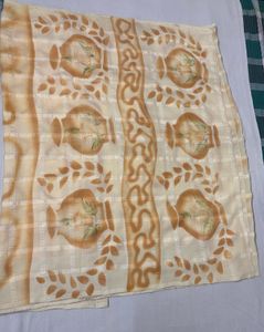 Light Yellow Saree with Abstract Print