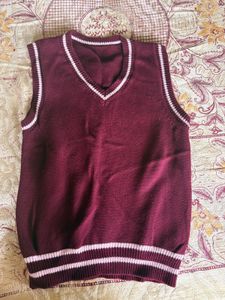 Maroon V-Neck Sleeveless Sweater Vest