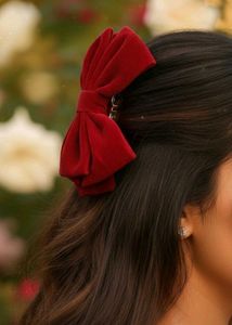 Red Velvet Hair Bow Clip