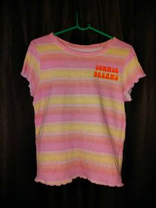 Striped Lettuce Hem T-Shirt