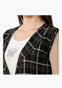 Chic Plaid Sleeveless Dress with Tie