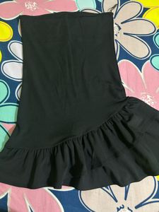 Chic Black Ruffled Tube Dress