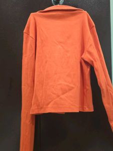 Orange Long Sleeve Cropped Top