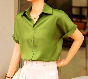 Chic Satin Short Sleeve Blouse