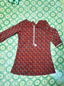 Maroon Floral Print Kurta
