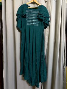 Emerald Green Embroidered Maxi Dress