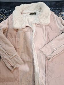 Pink Fur Trimmed Winter Coat