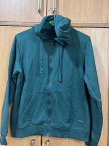 Women Green Hood Sweatshirt