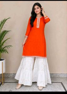 Blue &amp; Orange Kurta Set with Pants