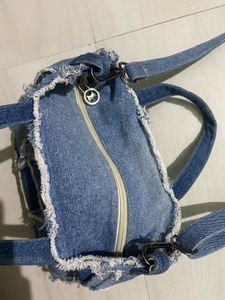 Patch Denim Shoulder and Hand Bag