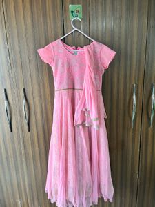 Beautiful Pink Embroidered gown with Dupatta