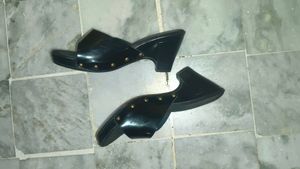 Black Wedge Mules