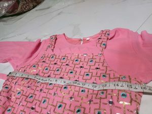 Elegant Pink Embroidered Kurta Set 4pc