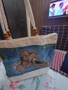 Cute Teddy Bear Tote Bag unused