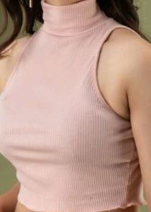 Crop high neck top