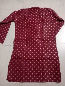 Maroon cotton blend printed Kurta