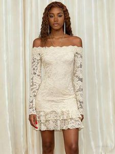 Milkmaid Lace Mini Dress with Long Sleeves