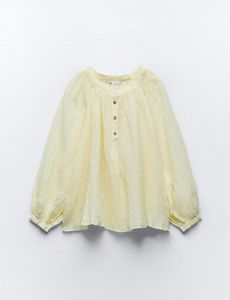 Zara Linen Ramie Button Up Blouse
