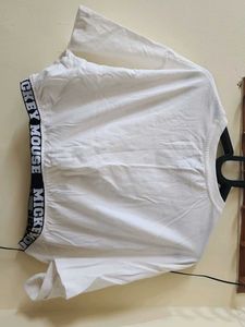 Mickey Mouse Cropped White T-Shirt
