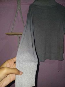 Grey Turtle Neck Pullover Knitted Top