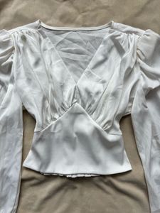 Elegant White V-Neck Blouse