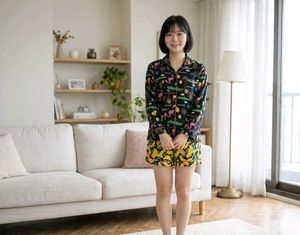 Cute Tropical Print Pajama Set