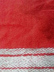 Coral red bath towel