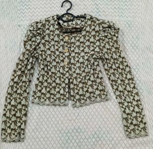 Vintage Leaf Print Button-Up cardigan