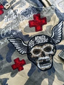 Camouflage Cargo Shorts with Skull Print