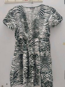 Stylish aesthetic Zebra Print Button-Up midi Dress