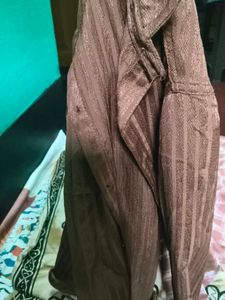 Chic Striped Brown Button-Down Top