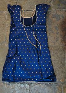 Elegant Blue Kurti with Gold Square Print