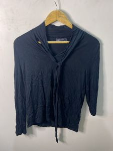 Marks &amp; Spencer Black Tie Neck Top