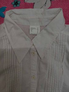 Classic White Pleated Button-Down Shirt