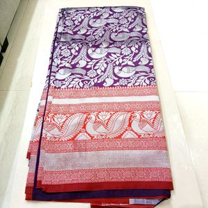 New Elegant Silver Banaras Saree