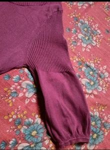Purple sweater with Contrast Neckline
