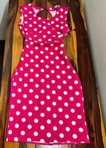 Hot Pink Polka Dot Sleeveless Dress