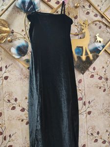 Women Velvet Slit Dress