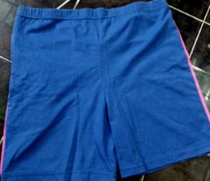 Comfortable Blue Shorts with Pink Stripes