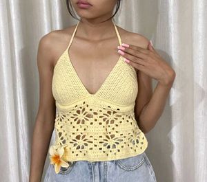 Yellow Crochet Halter Top