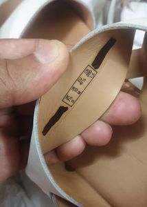Clarks White Leather Sandals