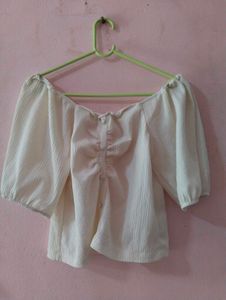 Cute White Puff Sleeve Top