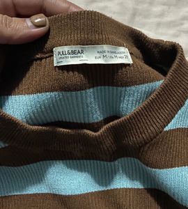 Pull&amp;Bear Striped Knit Crop Top