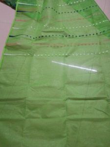 Green &amp; Pink Floral Print Saree
