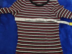 Striped Ribbed Long Sleeve Midi Dress