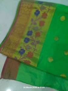 Green Saree with Yellow Motifs
