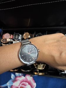 Elegant Silver Mesh Strap Watch